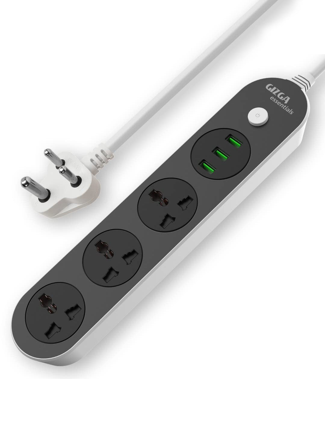 Gizga Essentials Over-Voltage Protection, Fire Retardant Material, 2500W 10A, 3USB Port & 3 Socket Extension Boards