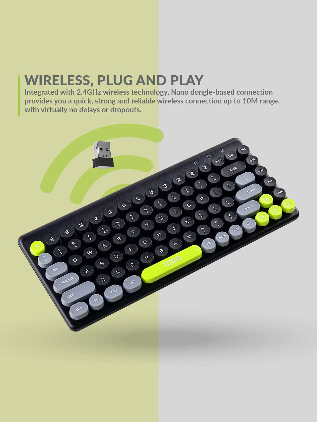 2.4GHz Retro Wireless Keyboard and Mouse