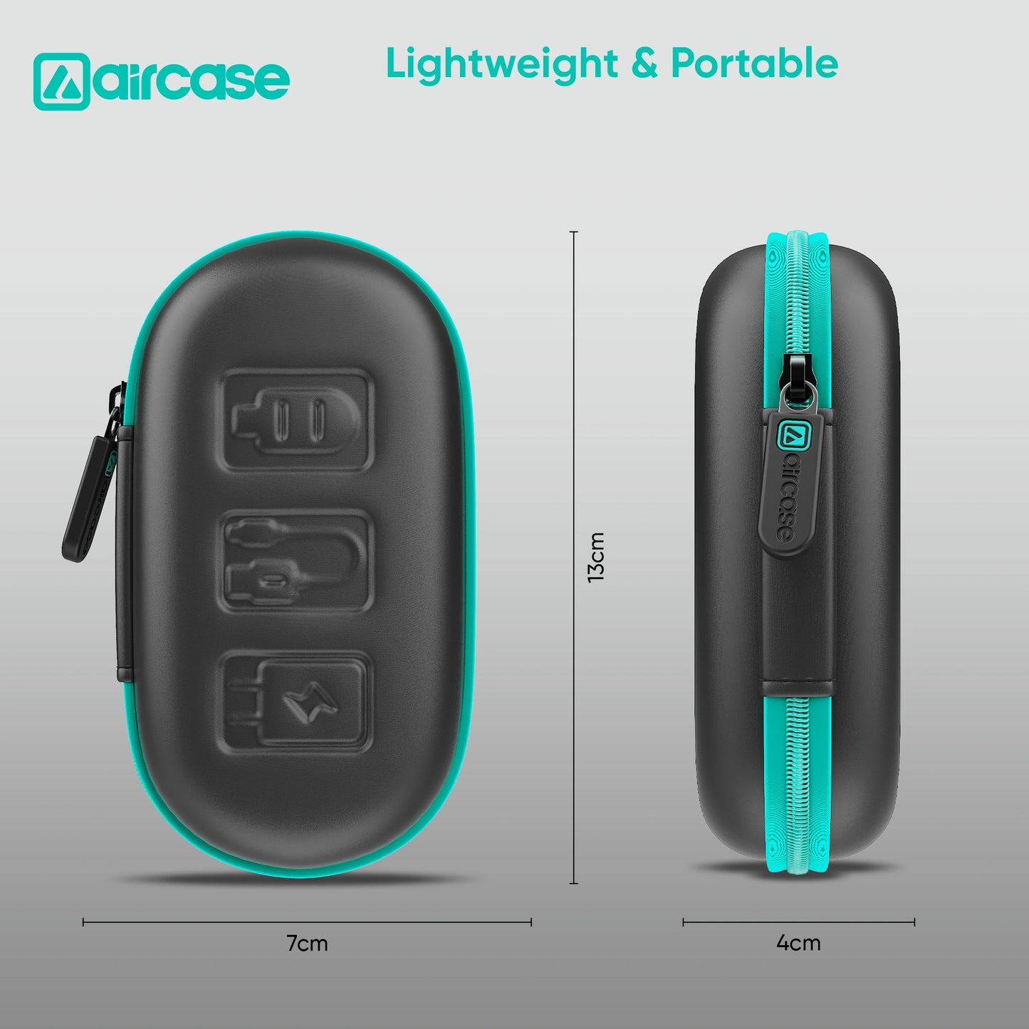 AirCase Earphone Carrying Case with Shockproof EVA Foam, Hard Shell, Mesh Pocket, Zipper Travel Organizer Pouch for Earbuds, Flash Drives, SD Cards, Cables.