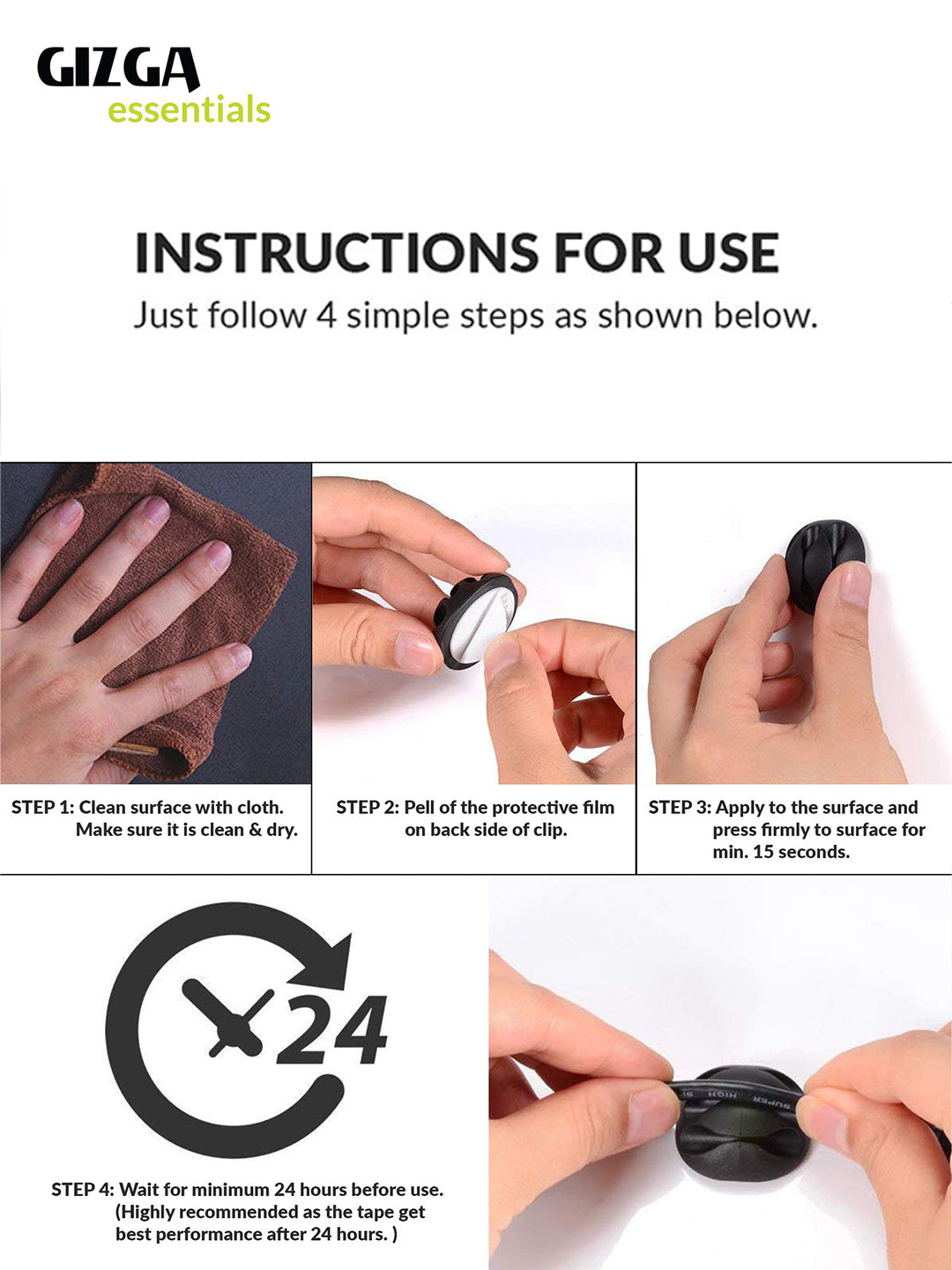 Gizga Essentials Cable Organiser, Cable Protector Silicone Releasable Cable Tie