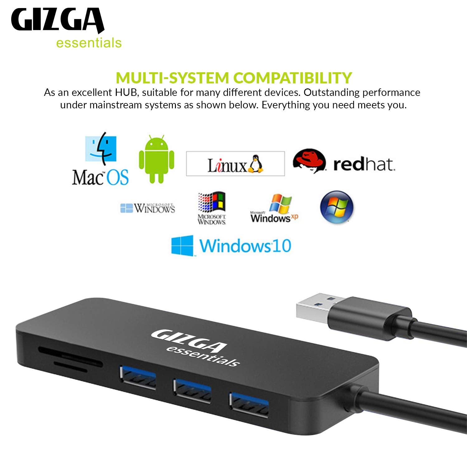 USB Hub, 5 in 1 USB Hub, Fast Data Transfer, 3 USB 2.0