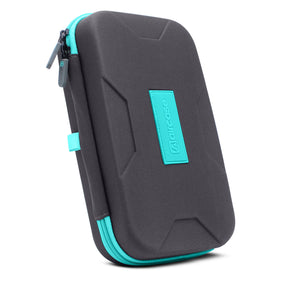 Organize HDD/SSD, power banks, cables, and chargers with AirCase 2.5″ electronics case. EVA hardshell, 2 mesh pockets, 11 loops, safety belt—shockproof/water-resistant travel organizer.