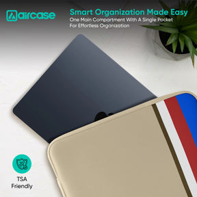 AirCase beige protective laptop sleeve for 13.3-inch MacBook, padded waterproof neoprene cover.