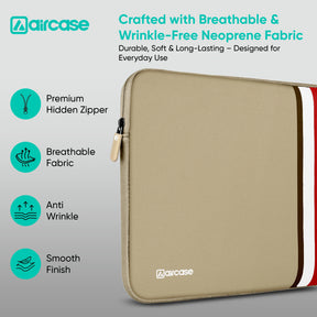 AirCase beige protective laptop sleeve for 13.3-inch MacBook, padded waterproof neoprene cover.