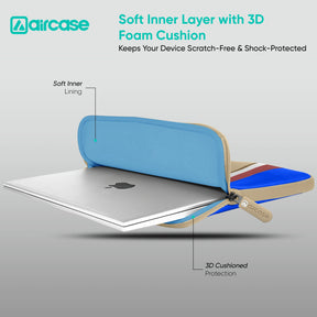 AirCase beige protective laptop sleeve for 13.3-inch MacBook, padded waterproof neoprene cover.
