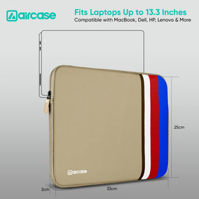AirCase beige protective laptop sleeve for 13.3-inch MacBook, padded waterproof neoprene cover.