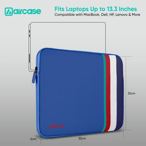 AirCase royal blue protective laptop sleeve for 13.3-inch MacBook, padded water-resistant neoprene cover.