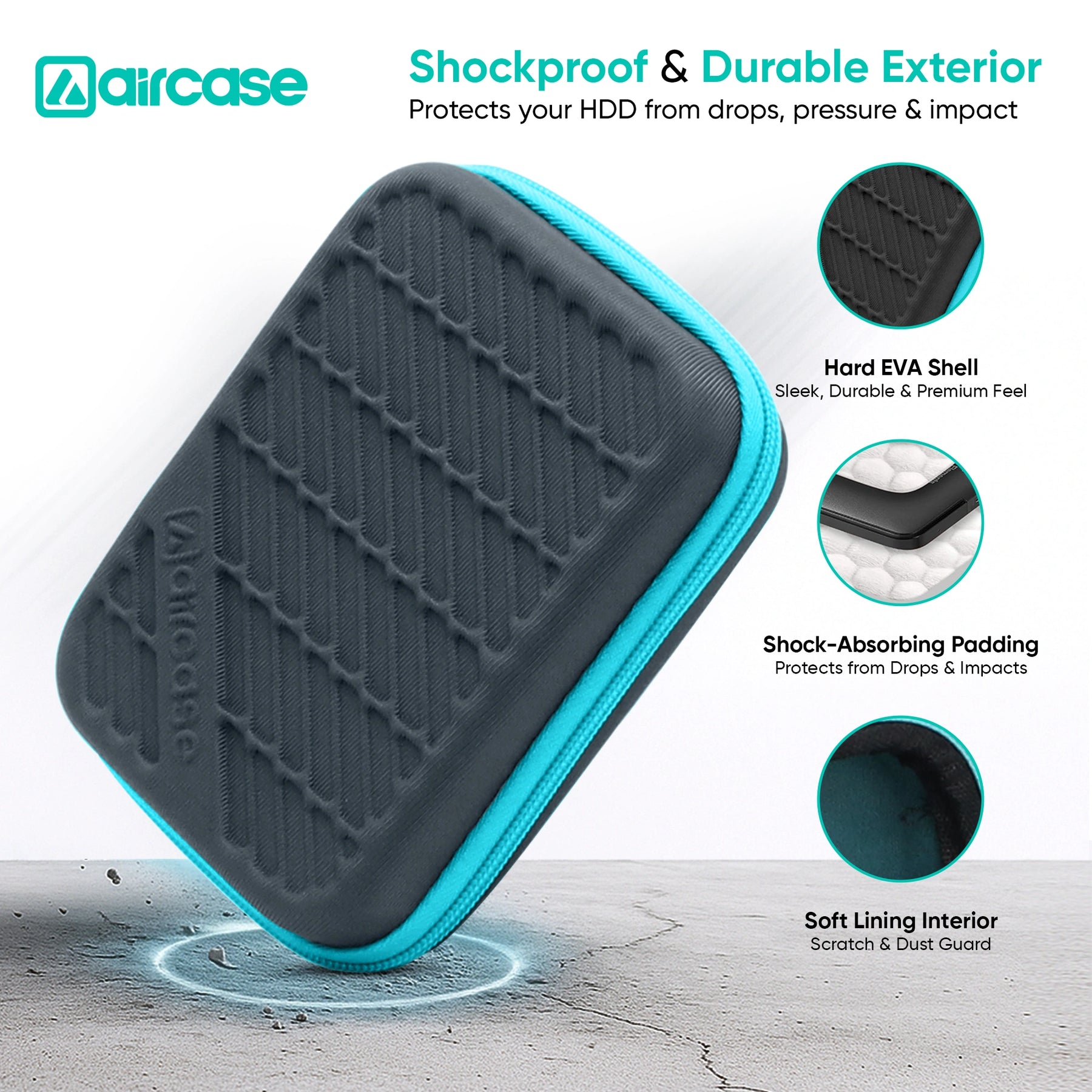 2.5" External Hard Drive Case – Shockproof EVA Travel Organizer Pouch
