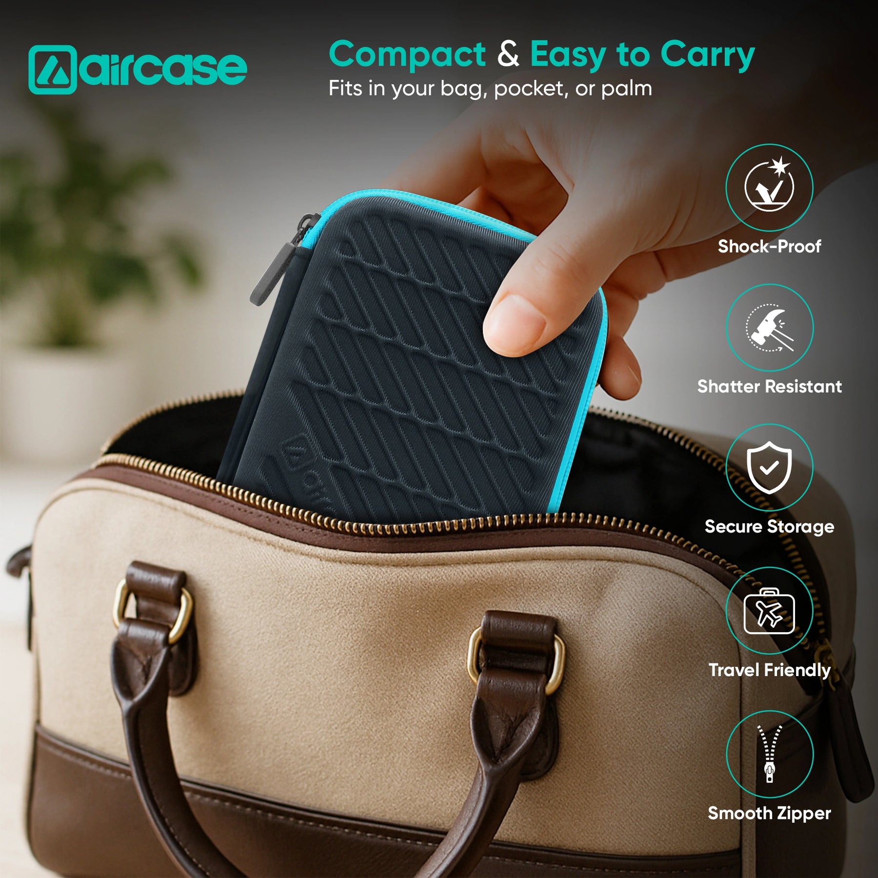 Aircase 2.5" External Hard Drive Case – Shockproof EVA Travel Organizer Pouch