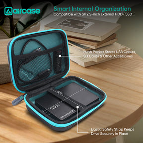 Aircase 2.5" External Hard Drive Case – Shockproof EVA Travel Organizer Pouch