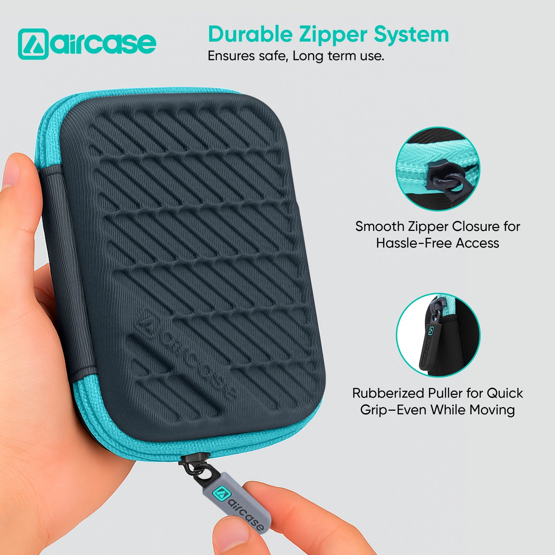 Aircase 2.5" External Hard Drive Case – Shockproof EVA Travel Organizer Pouch