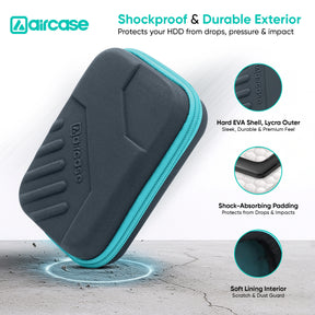 AirCase 2.5-inch shockproof external hard drive travel case with EVA hardshell and soft lining
