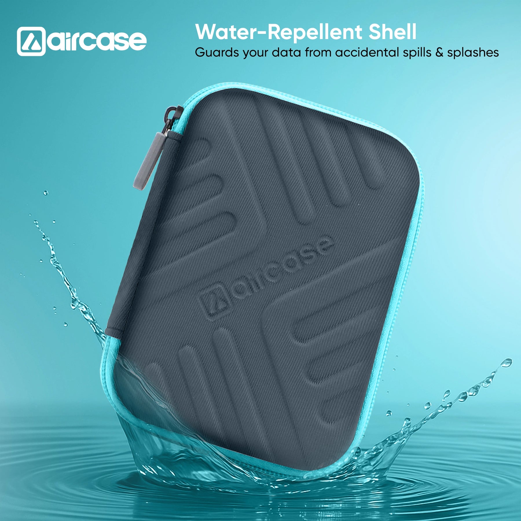 AirCase 2.5-inch shockproof external hard drive travel case with EVA hardshell and soft lining