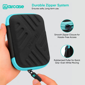 AirCase 2.5-inch shockproof external hard drive travel case with EVA hardshell and soft lining.