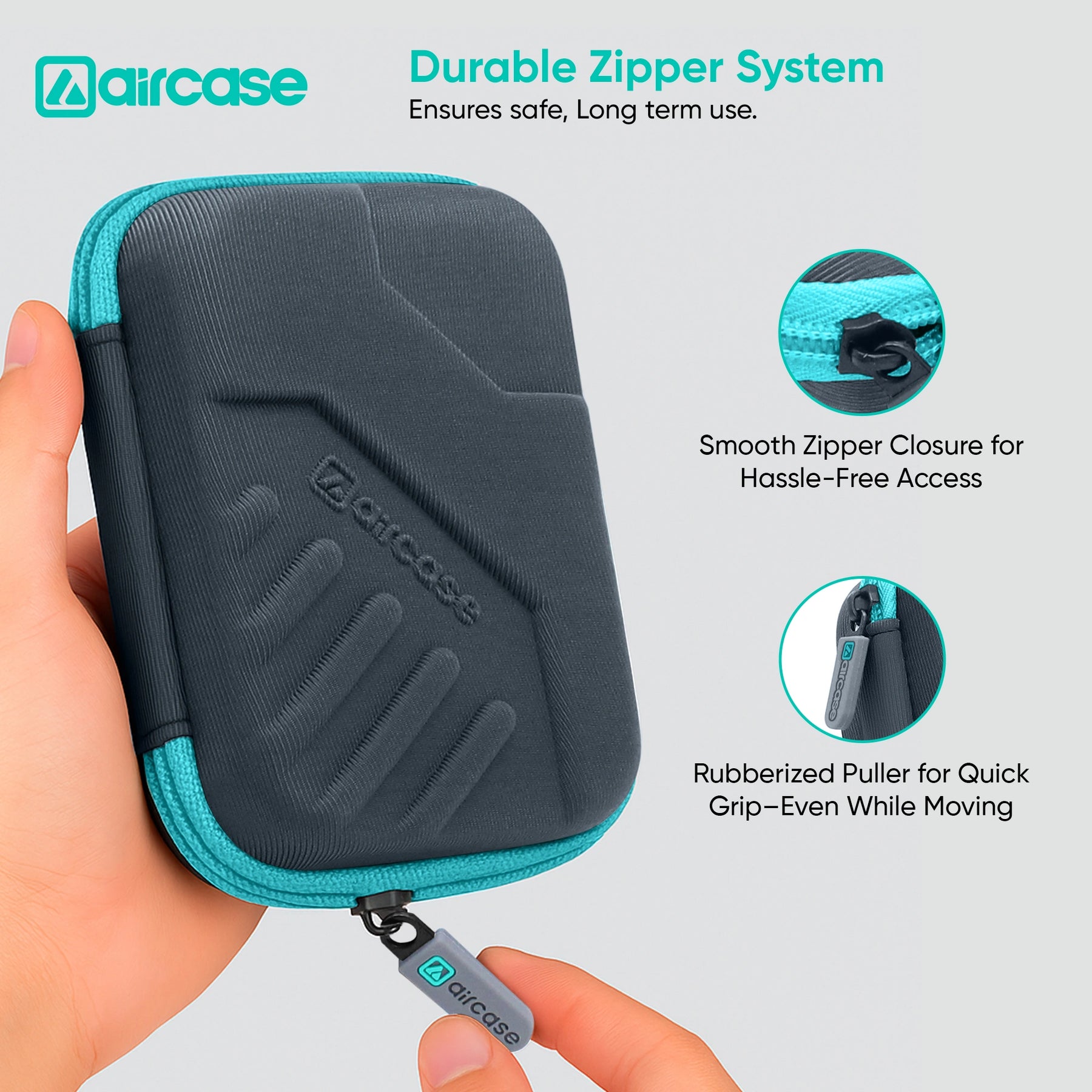 AirCase 2.5-inch shockproof external hard drive travel case with EVA hardshell and soft lining