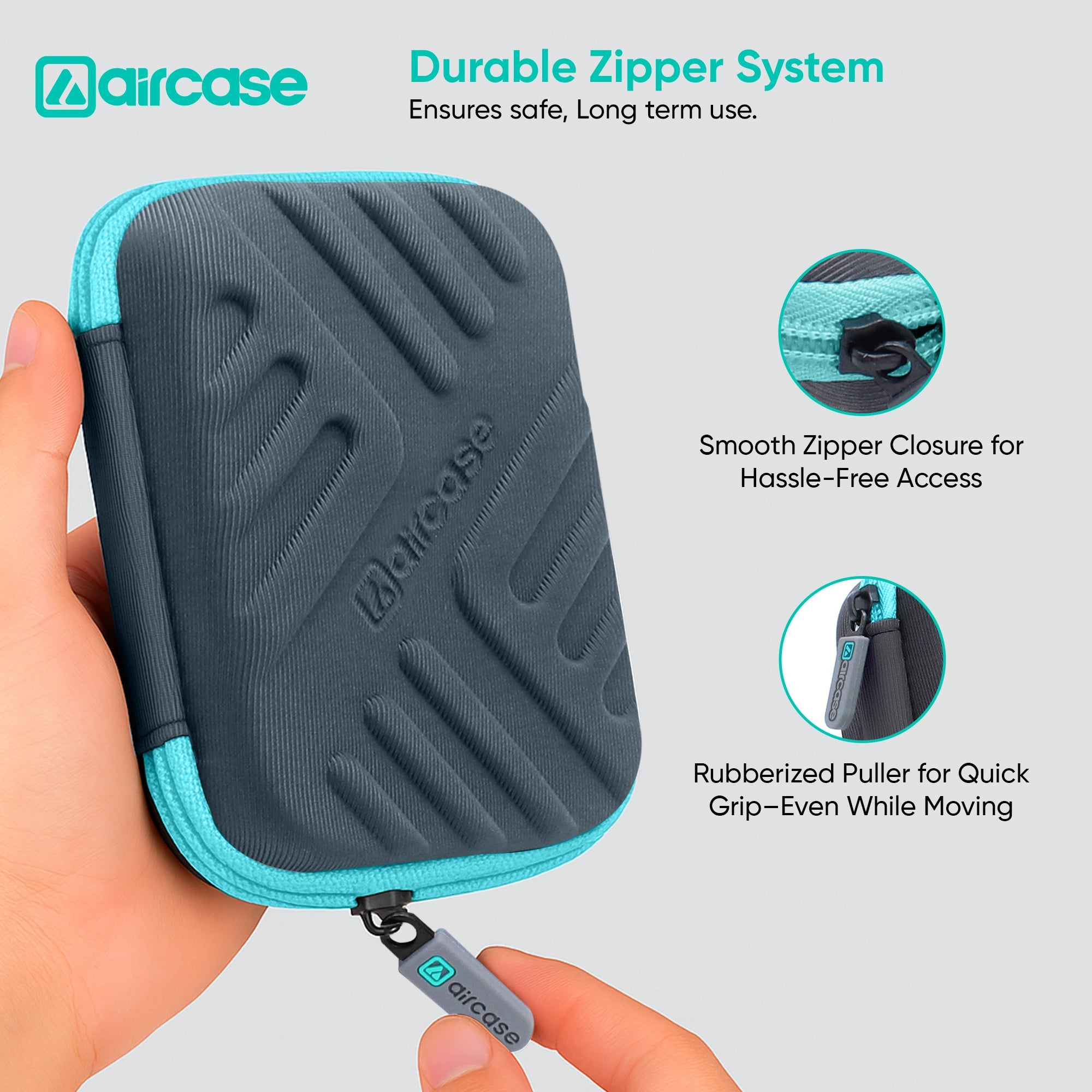 AirCase 2.5-inch shockproof external hard drive travel case with EVA hardshell and soft lining