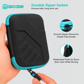 AirCase 2.5-inch shockproof external hard drive case with EVA hardshell and soft lining.