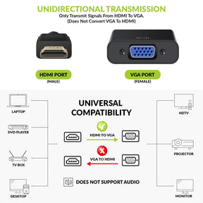 HDMI to VGA Adapter/Connector/Converter Cable