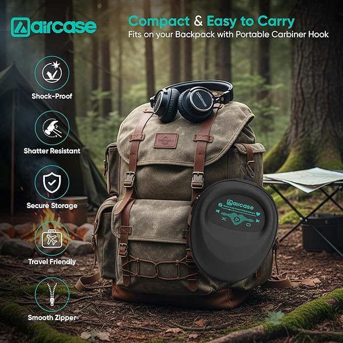 AirCase EVA Hard Shell Headphone Carrying Case for Over-Ear Headphones