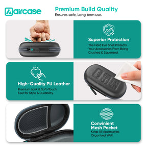 Aircase product packaging with features highlighted on a white background