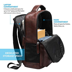 AirCase C34-13Inch 14Inch 15.6Inch Premium Vegan Leather Laptop Backpack 25 Ltrs