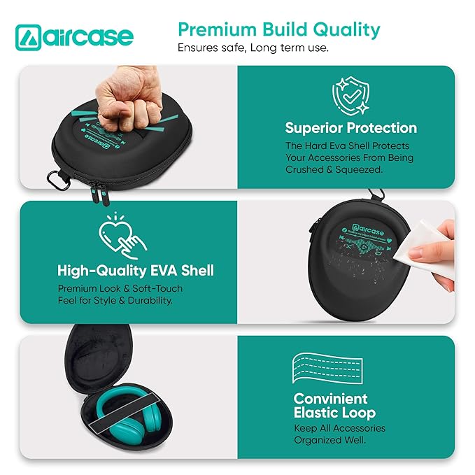 AirCase EVA Hard Shell Headphone Carrying Case for Over-Ear Headphones