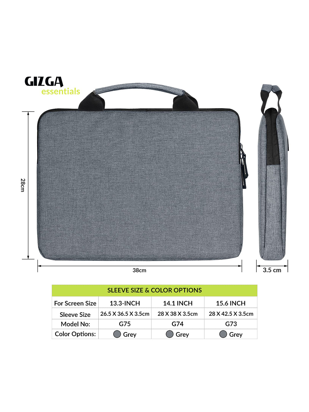 Gizga Essentials Laptop Bag Sleeve Case Cover for 14 Inch Laptop, with Handle
