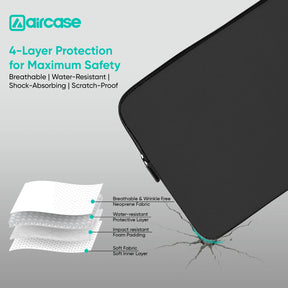 AirCase 7-inch black neoprene tablet sleeve with 4-layer foam, scratch and dust protection for Kindle and 7-inch tablets