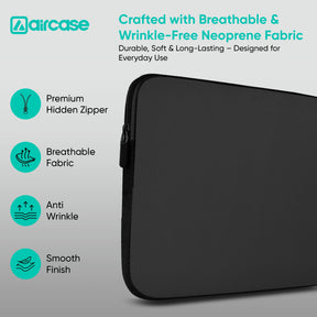 AirCase 7-inch black neoprene tablet sleeve with 4-layer foam, scratch and dust protection for Kindle and 7-inch tablets