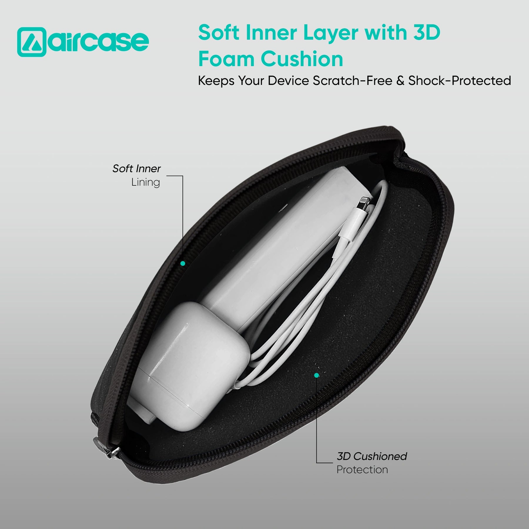 AirCase 7-inch black neoprene tablet sleeve with 4-layer foam, scratch and dust protection for Kindle and 7-inch tablets