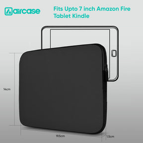 AirCase 7-inch black neoprene tablet sleeve with 4-layer foam, scratch and dust protection for Kindle and 7-inch tablets