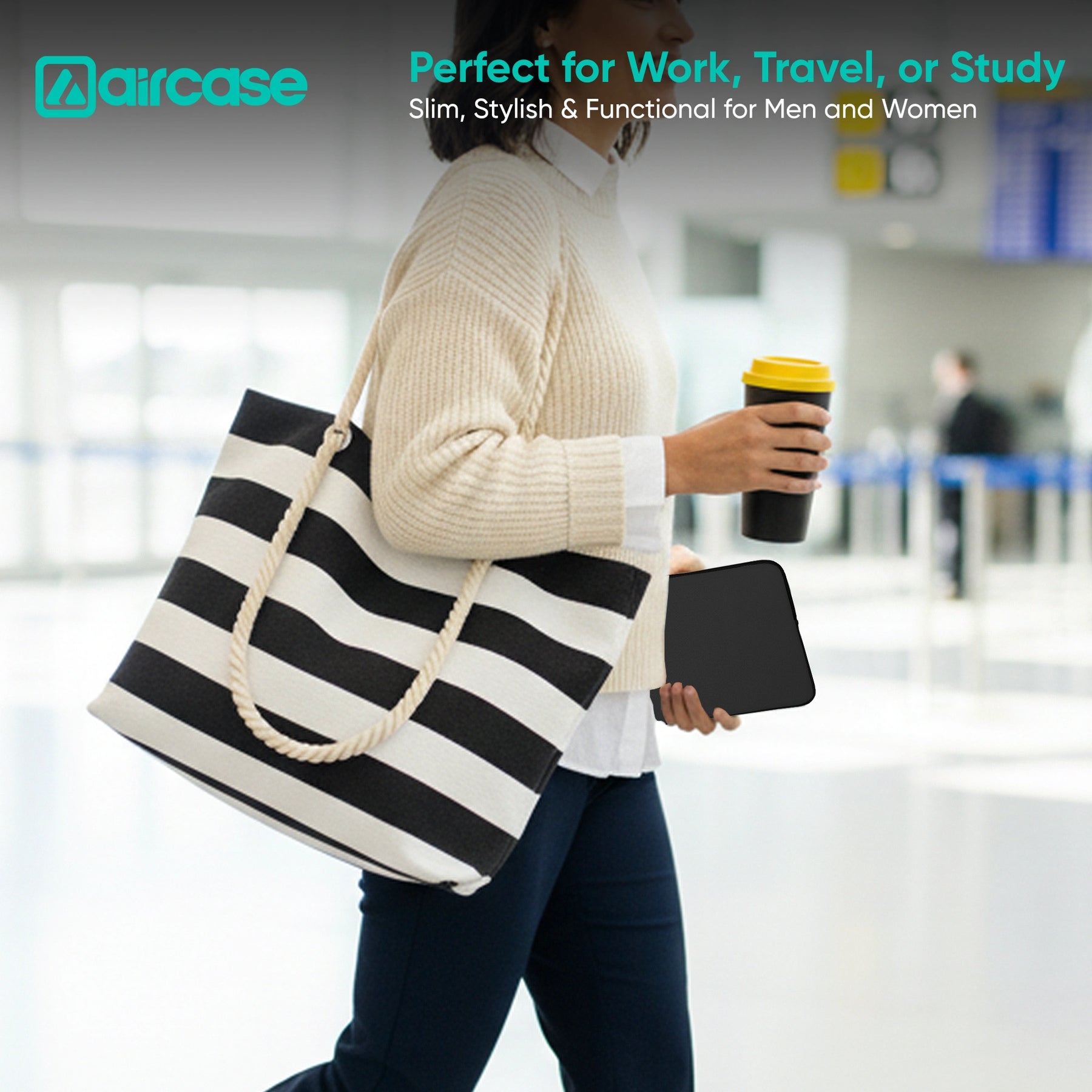 AirCase 7-inch black neoprene tablet sleeve with 4-layer foam, scratch and dust protection for Kindle and 7-inch tablets