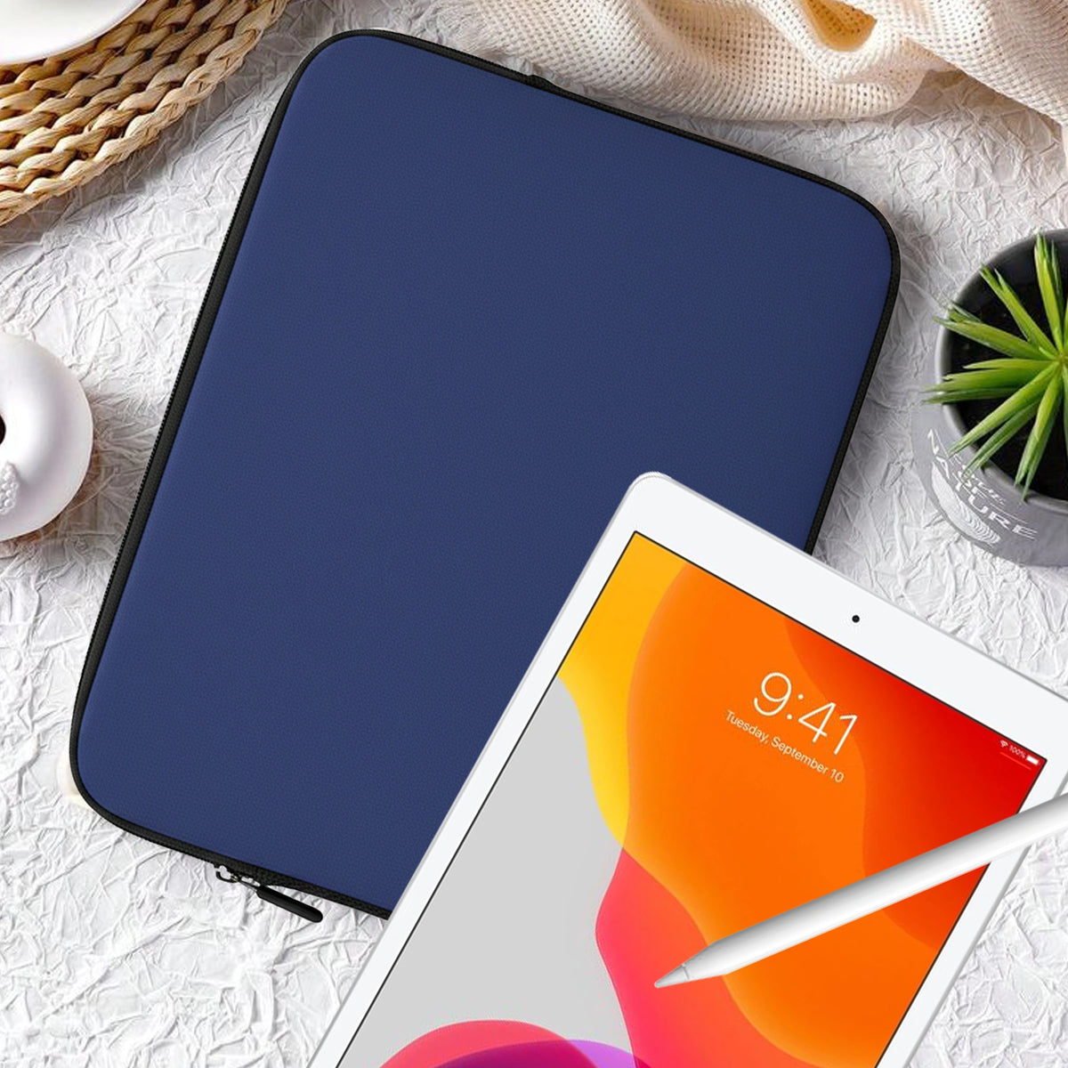 AirCase 7-inch neoprene tablet sleeve in navy blue with 4-layer foam, scratch and dust protection for Kindle and tablets