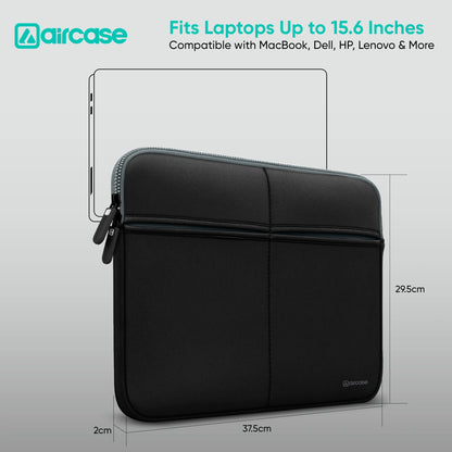 Premium Laptop Bag with 6 Pockets – Neoprene Water-Resistant Sleeve (Black)