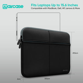 Premium Laptop Bag with 6 Pockets – Neoprene Water-Resistant Sleeve (Black)