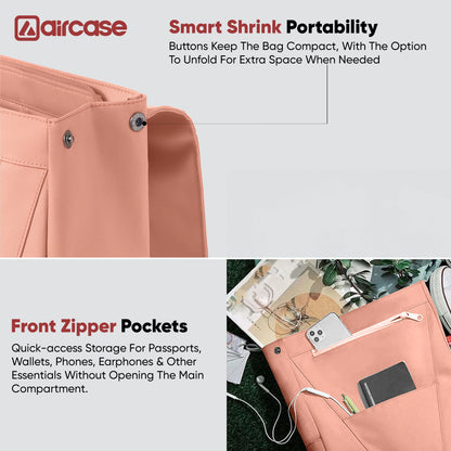 AirCase Canvas Laptop Backpack for Women with Multiple Pockets, Padded Straps, 13L Capacity, Lightweight, Water-Resistant Bag for Travel, College, Office Use, Supports Laptops Up to 15.6 Inch