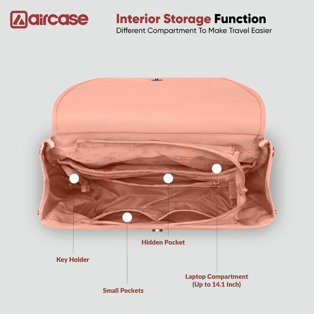 AirCase Canvas Laptop Backpack for Women with Multiple Pockets, Padded Straps, 13L Capacity, Lightweight, Water-Resistant Bag for Travel, College, Office Use, Supports Laptops Up to 15.6 Inch