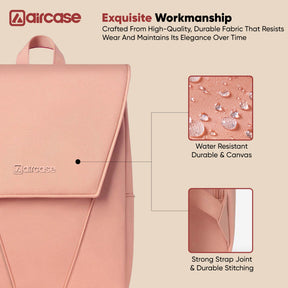 AirCase Canvas Laptop Backpack for Women with Multiple Pockets, Padded Straps, 13L Capacity, Lightweight, Water-Resistant Bag for Travel, College, Office Use, Supports Laptops Up to 15.6 Inch