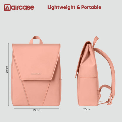 AirCase Canvas Laptop Backpack for Women with Multiple Pockets, Padded Straps, 13L Capacity, Lightweight, Water-Resistant Bag for Travel, College, Office Use, Supports Laptops Up to 15.6 Inch