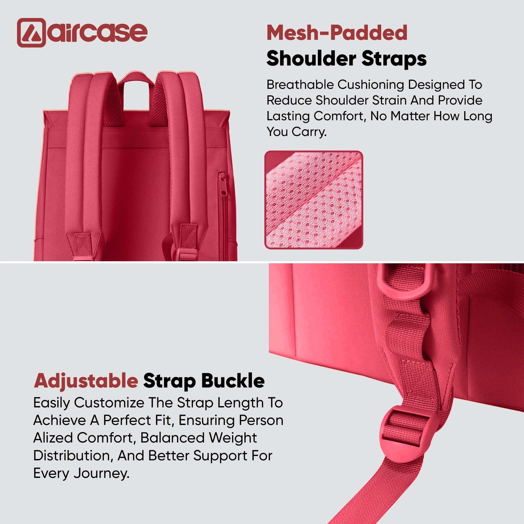 AirCase Canvas Laptop Backpack for Women with Multiple Pockets, Padded Straps, 13L Capacity, Lightweight, Water-Resistant Bag for Travel, College, Office Use, Supports Laptops Up to 15.6 Inch 