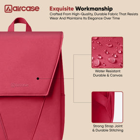 AirCase Canvas Laptop Backpack for Women with Multiple Pockets, Padded Straps, 13L Capacity, Lightweight, Water-Resistant Bag for Travel, College, Office Use, Supports Laptops Up to 15.6 Inch 