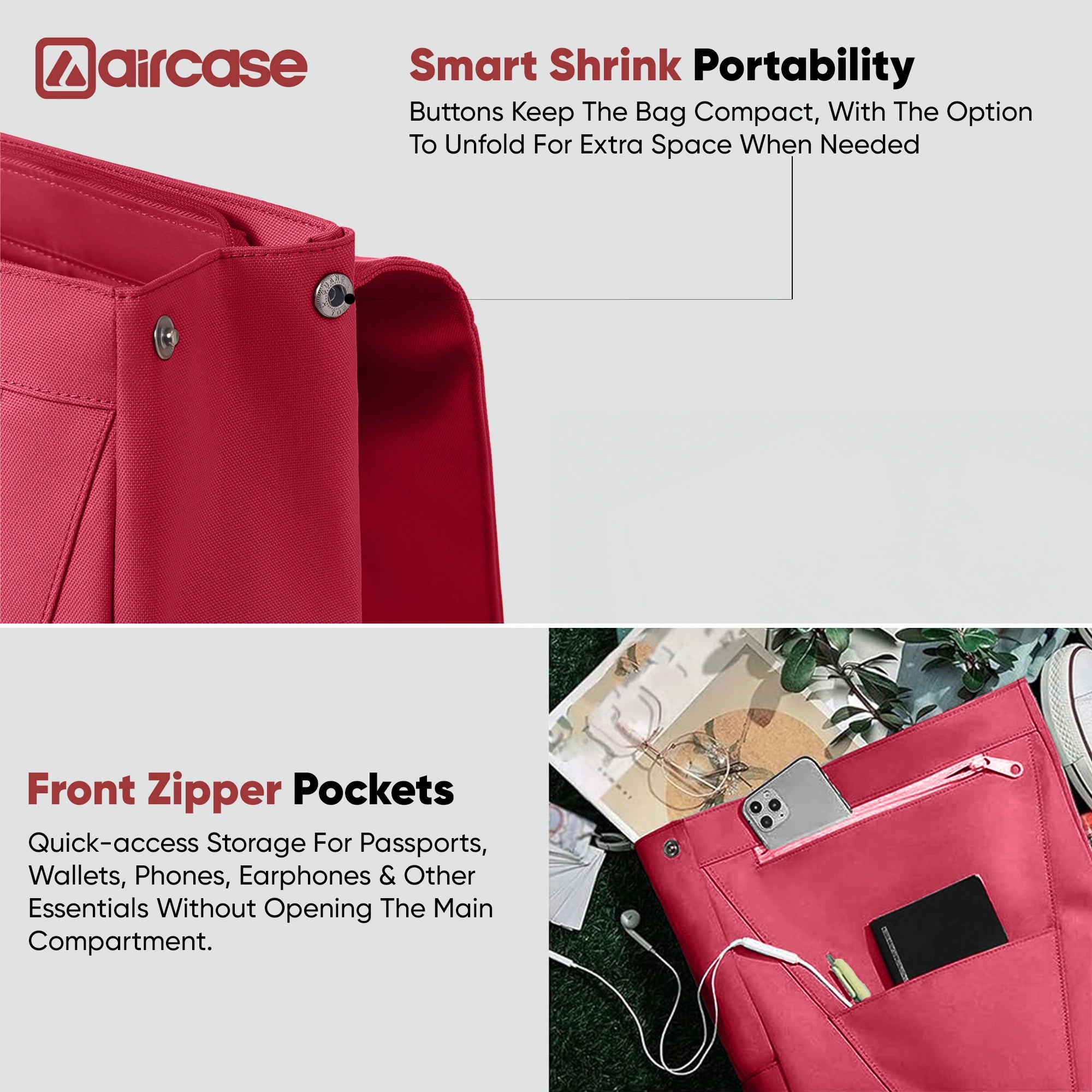 AirCase Canvas Laptop Backpack for Women with Multiple Pockets, Padded Straps, 13L Capacity, Lightweight, Water-Resistant Bag for Travel, College, Office Use, Supports Laptops Up to 15.6 Inch 