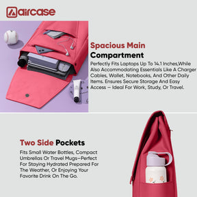 AirCase Canvas Laptop Backpack for Women with Multiple Pockets, Padded Straps, 13L Capacity, Lightweight, Water-Resistant Bag for Travel, College, Office Use, Supports Laptops Up to 15.6 Inch 