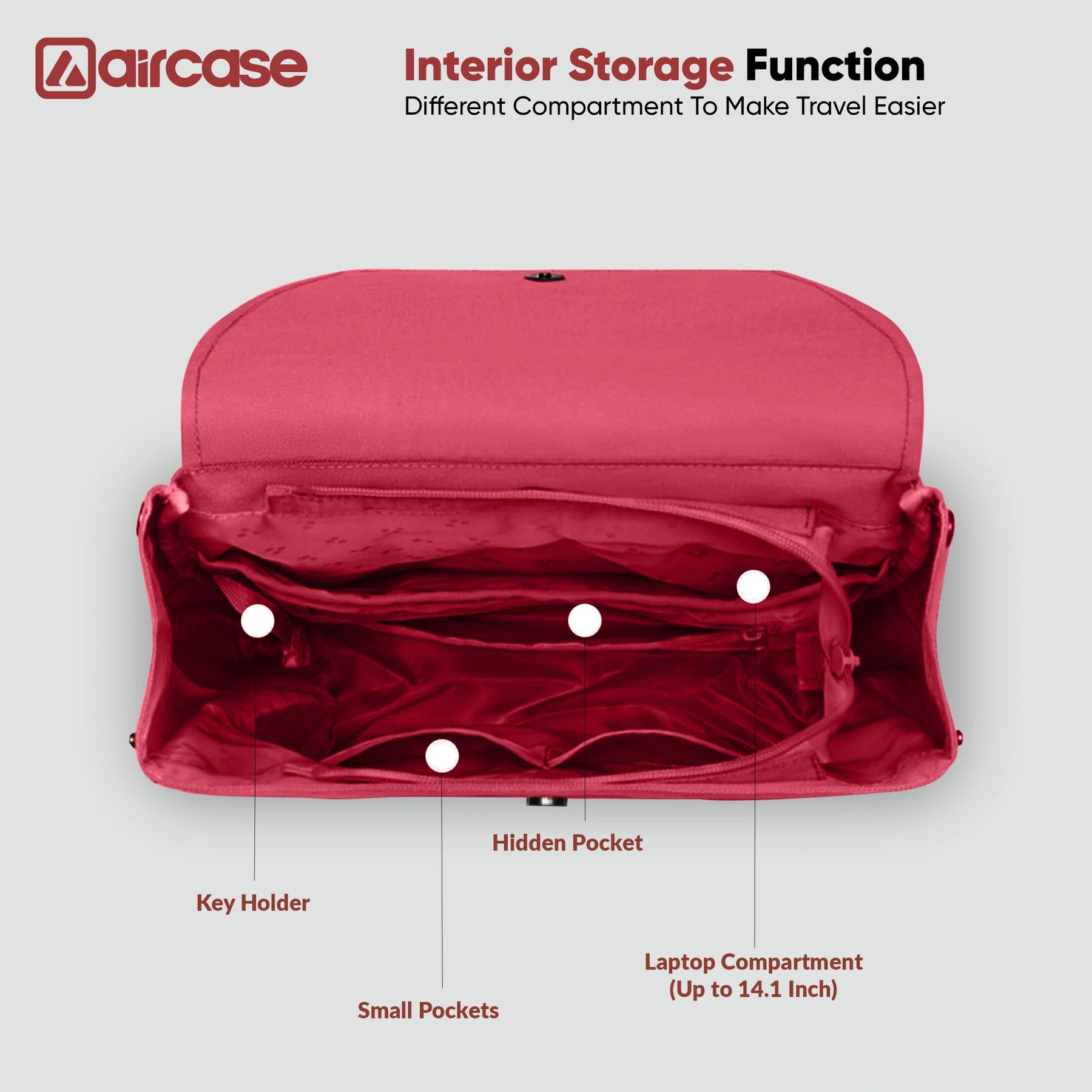 AirCase Canvas Laptop Backpack for Women with Multiple Pockets, Padded Straps, 13L Capacity, Lightweight, Water-Resistant Bag for Travel, College, Office Use, Supports Laptops Up to 15.6 Inch 