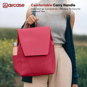 AirCase Canvas Laptop Backpack for Women with Multiple Pockets, Padded Straps, 13L Capacity, Lightweight, Water-Resistant Bag for Travel, College, Office Use, Supports Laptops Up to 15.6 Inch 