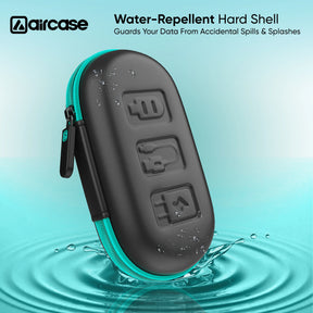 AirCase Earphone Carrying Case with Shockproof EVA Foam, Hard Shell, Mesh Pocket, Zipper Travel Organizer Pouch for Earbuds, Flash Drives, SD Cards, Cables.