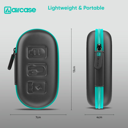 AirCase Earphone Carrying Case with Shockproof EVA Foam, Hard Shell, Mesh Pocket, Zipper Travel Organizer Pouch for Earbuds, Flash Drives, SD Cards, Cables.