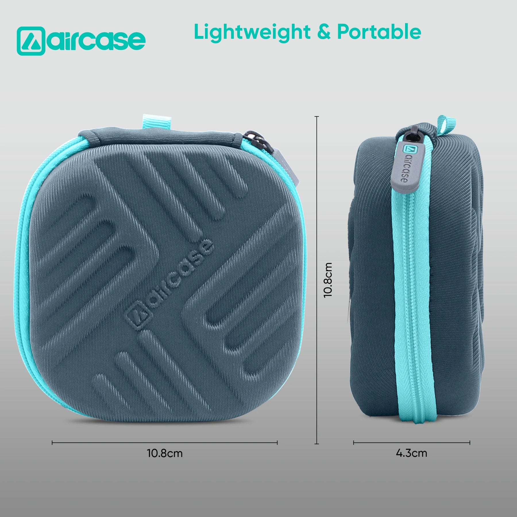 AirCase Earphone Carrying Case Cover with Shockproof EVA Hardshell & Soft Lining| Travel Organizer Pouch with Carabiner, Mesh Pocket, Zipper Closure for Earbuds, USB Drives, SD Cards, Cable