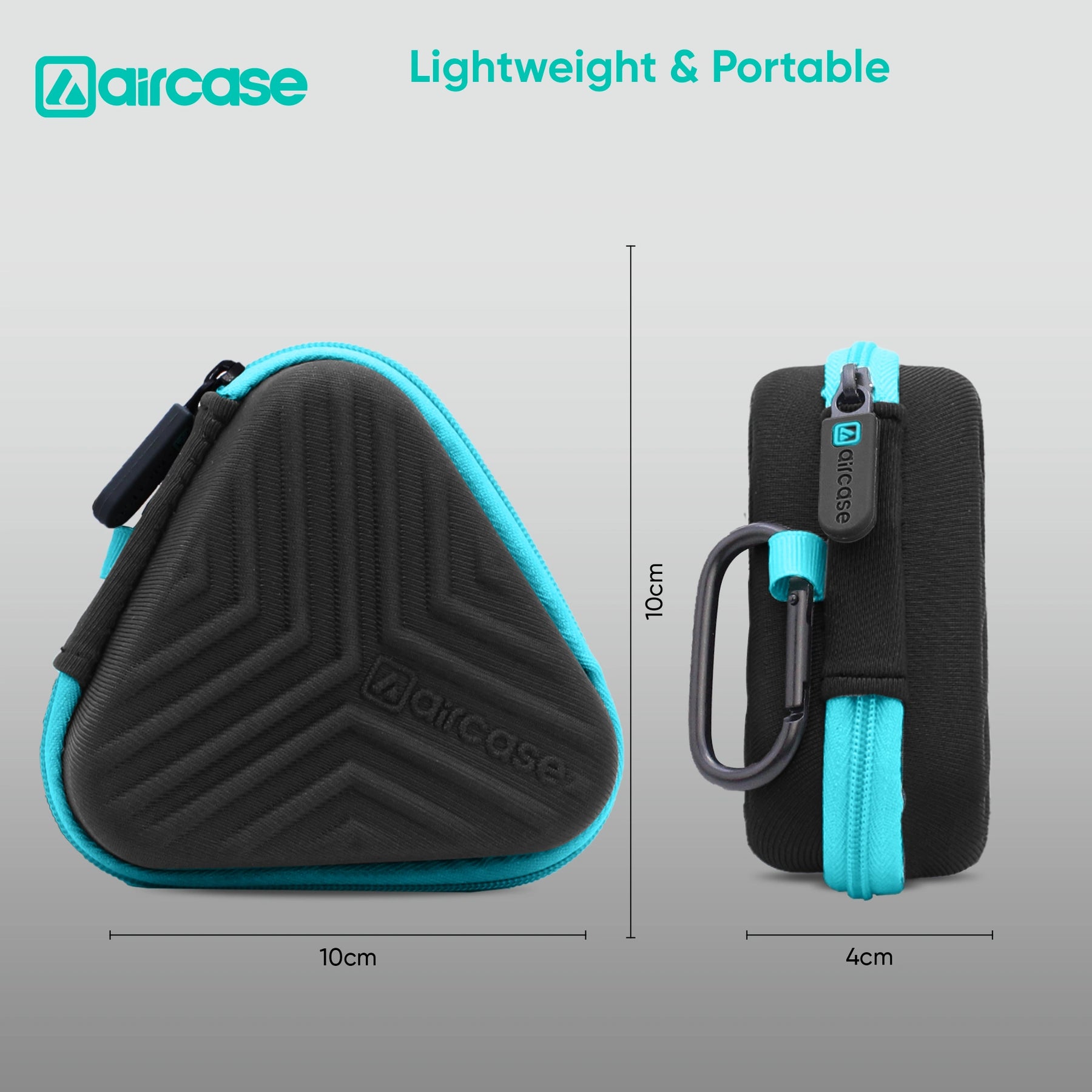 AirCase Earphone Carrying Case Cover with Shockproof EVA Hardshell & Soft Lining| Travel Organizer Pouch with Carabiner, Mesh Pocket, Zipper Closure for Earbuds, USB Drives, SD Cards, Cables