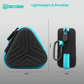 AirCase Earphone Carrying Case Cover with Shockproof EVA Hardshell & Soft Lining| Travel Organizer Pouch with Carabiner, Mesh Pocket, Zipper Closure for Earbuds, USB Drives, SD Cards, Cables